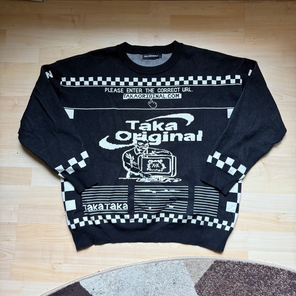 Taka Black and Cream Crewneck Sweater